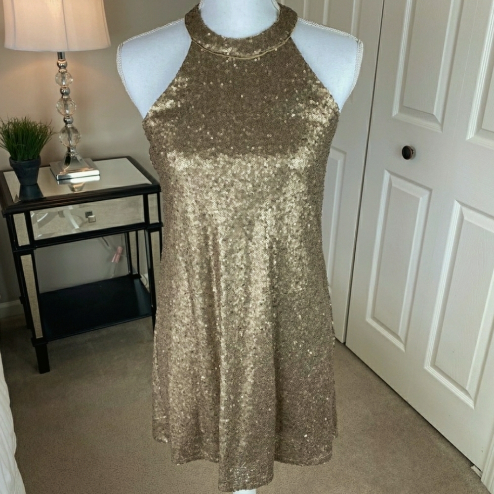 NWT One Clothing Gold Sequin Dress